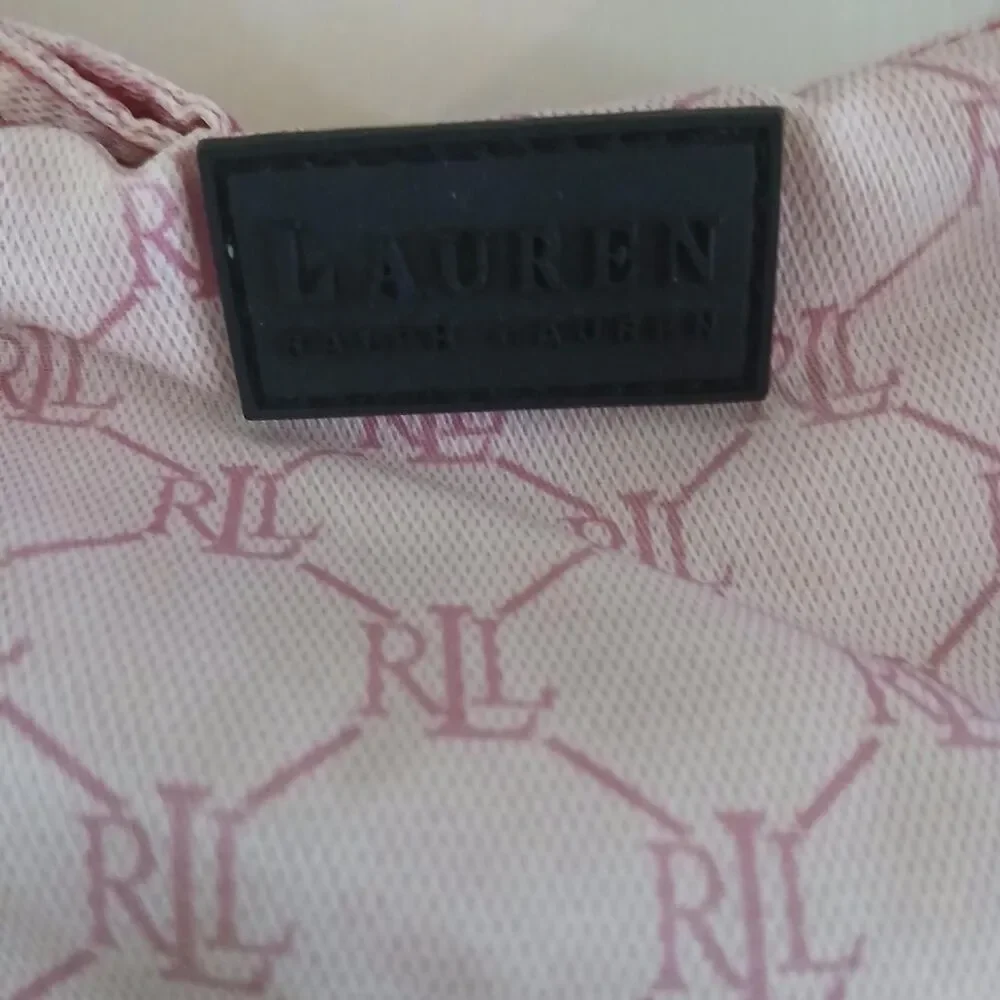 Vintage Y2K Lauren Ralph Lauren Pink Monogram Hobo Bag Utility Buckle Pockets